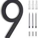 8 Inch Modern House Numbers - Black Metal Large Address Numbers, Floating Flush Mount Aluminum