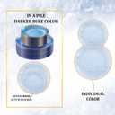 SUT 100Pcs Blue Plastic Plates, Hammered Plates Disposable Heavy Duty, Blue Disposable Plates With Gold Rim, Fancy Plastic plates Include 50 Dinner plate and 50 Dessert plates for Wedding