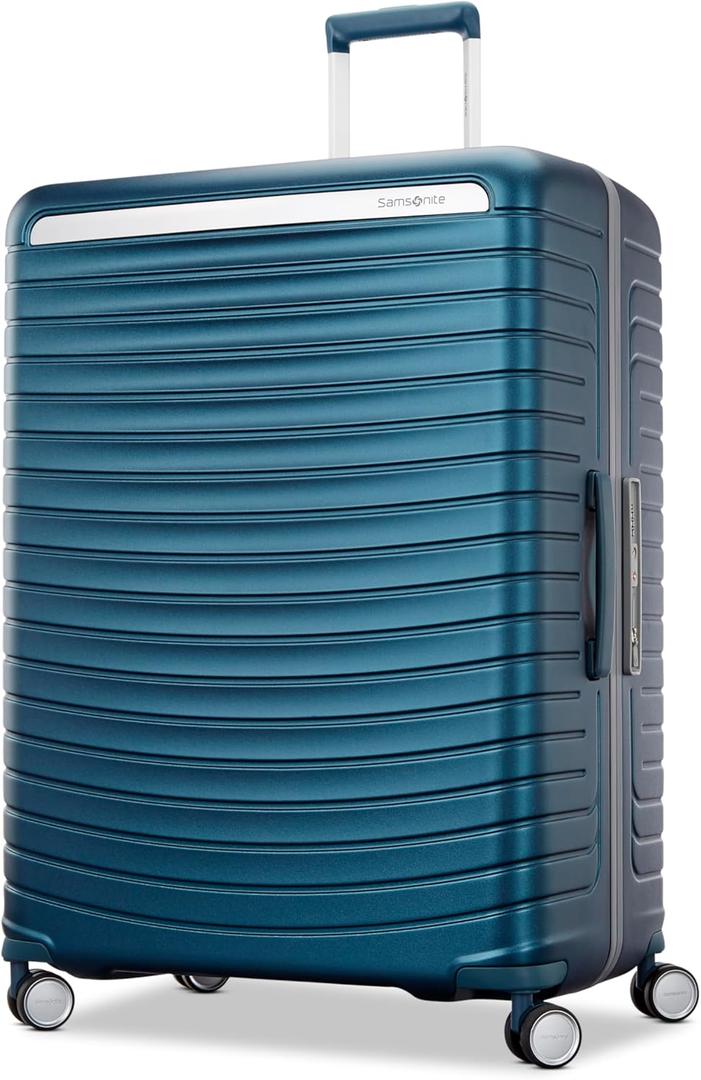 Framelock Max 29" Large Checked Hardshell Zipperless Luggage - Highly Secure Integrated Eazylock Mechanism - RightHeight Adjustable Handle - 360 Spinner Wheels - Airline Approved - Emerald Teal (Blue)