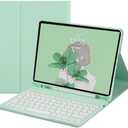 for iPad Air 11 inch (M3/M2)/ Air 5th 4th Generation Case with Keyboard and Pencil Holder, Candy Magnetically Detachable Round Keys Keyboard for iPad Air7/Air6/Air 5/ Air 4 (Mint Green)