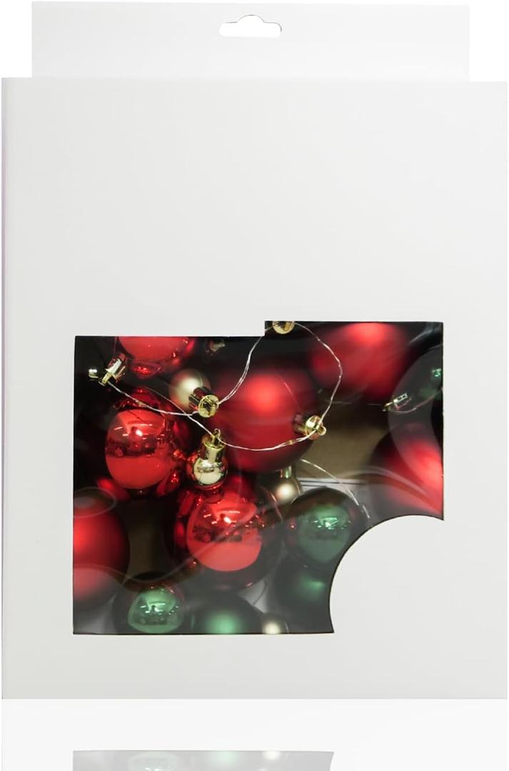 Christmas Garland with LED Lights- 6.3ft Garland for Christmas Tree Decorations for Xmas Party Indoor Home Office L/UP Bauble Garland Red Green