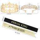 ACO-UINT 2 Pcs Prom King & Queen Crown and Sash Set Birthday Crowns for Men Women Prom Accessories (Gold)