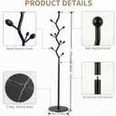 Black Freestanding Coat Rack & Tree Marble Base 9 Hooks