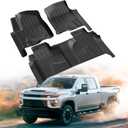 Floor Mats for Chevy Silverado/GMC Sierra 1500 2019-2024 2025 Crew Cab, 2019-2025 GMC Sierra 2500/3500 HD Crew Cab TPE All Weather Floor Liner (Rear Row with Factory Storage)1st & 2nd Row