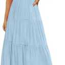 ZESICA Women's 2026 Summer Casual Flutter Short Sleeve Crew Neck Smocked Elastic Waist Tiered Midi Dress, Large