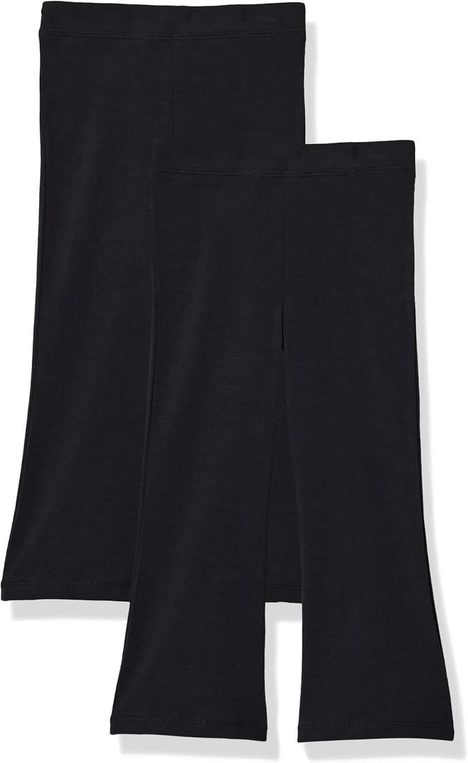 Amazon Essentials Girls and Toddlers' Slim-Fit Cotton Knit Flare Leggings, Pull On, Pack of 2, XL