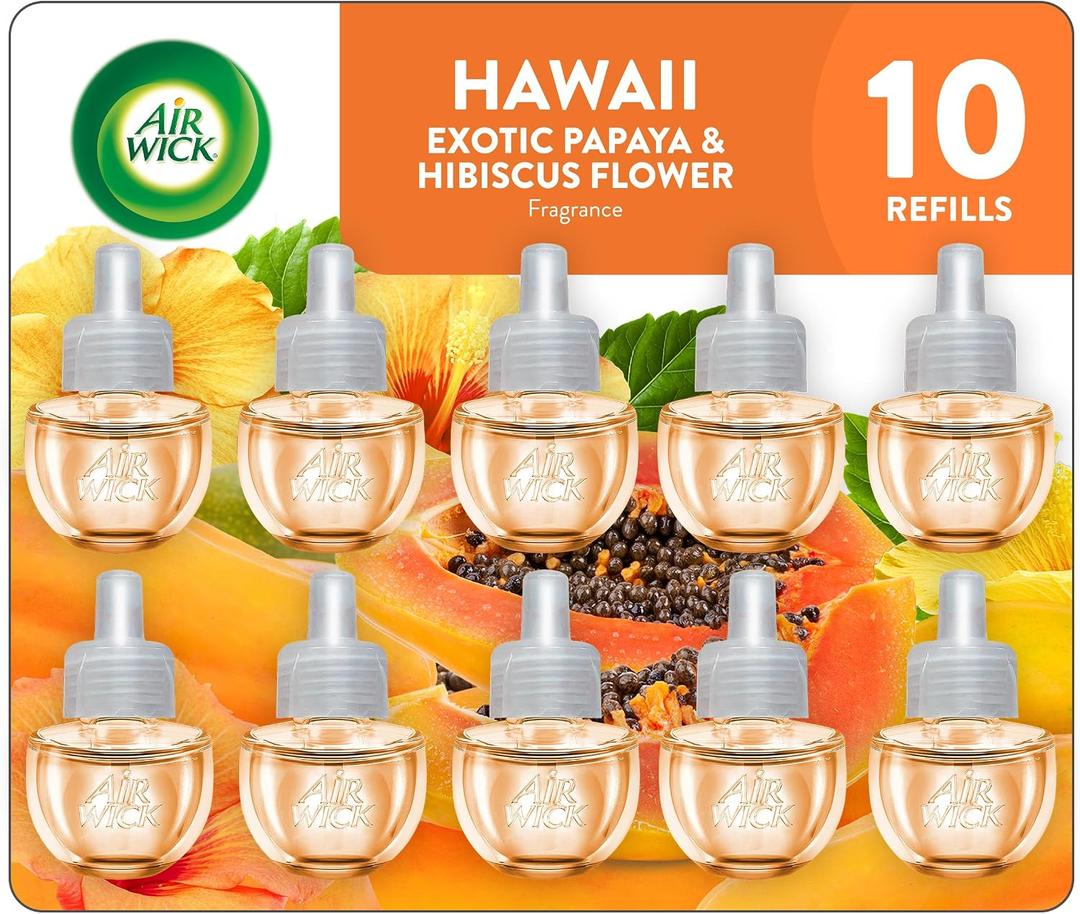 Air Wick Plug in Scented Oil Refill, 10ct, Hawaii, Air Freshener, Eco Friendly, Essential Oils