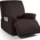 TAOCOCO Oversized Recliner Chair Covers 4-Pieces, Stretch Recliner Cover for Large Recliner Washable Reclining Chair Cover Polyester Soft Fabric Furniture Protector (Oversized Recliner, Coffee)