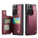 Vinich for Samsung Galaxy S21 Ultra Wallet Case with Card Holder, RFID Blocking Credit Slots Kickstand Shockproof Phone Cover for Women Men, Red