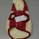 Fleece Lining Extra Warm Dog Hoodie in Winter,Small Dog Jacket Puppy Coats with Hooded,Beige and Red S (Small (Pack of 1))
