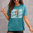 Football Mama Shirts Women Game Day Football Mom T Shirt Season Sports Mom Shirt Short Sleeve Sunday Tee Tops (Small, Cyanblue)