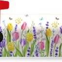 Spring Tulip Floral Mailbox Covers Magnetic Standard Size 18 X 21 Inch Summer Spring Flower Butterfly Mailbox Cover Post Box Cover Wraps for Home Yard Decorations