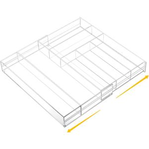Briwooody 1 Pcs Acrylic Desk Drawer Organizer 9'' up to 18'' x 15'' x 2.1'' Expandable Drawer Organizer Trays with 7 Adjustable Compartments Clear Desk Accessories for Makeup Office Bathroom