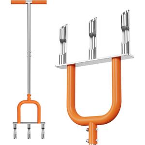 Lawn Aerator, Stainless Steel Lawn Aerator Tool with 3 Hollow Tines, Yard Grass Soil Core Aerator, Manual Lawn Plug Aerators, Core Aeration Tool for Lawn Garden Compacted Soil (Orange)