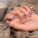 10 x Semi Cured Gel Nail Strips|Works with Any UV/LED Lamps|20 Pcs Gel Nail Stickers|Long-Lasting Two Weeks and Easy to Apply & Remove|Leopard Print
