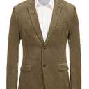 Mens Corduroy Blazer Jacket Slim Fit Two Button Sports Coats Olive Brown XXL