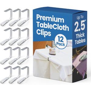 12Pcs Picnic Tablecloth Clips for Outdoor Tables - Stainless Steel Large Table Cloth Clip, Fits for 2.5 Thick Tables, Metal Clamps for Picnic Table Clips, Dining Table Cloth Holder