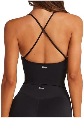 Danysu Sculpt Workout Tank Tops Women Backless Longline Sports Bras Strappy Padded Yoga Top S