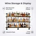 3-Tier Wall Mounted Wine Rack, Industrial Pipe Bar Shelf for Wine Bottle Storage, Industrial Pipe Shelves Shelf Shelving for Home Bar Dining Room Kitchen (47.2" W x 47.2" H)