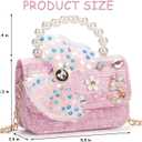 Little Girl Purse, Kids Crossbody Bag with Flower Sunglasses, Toddler Wallet Girls Handbags for Party Wedding Birthday Gift (Hot Pink)