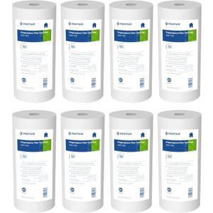 Pentair Pentek DGD-7525 Big Blue Sediment Water Filter, 10-Inch, Whole House Dual-Gradient Density Spun Polypropylene Replacement Cartridge, 10" x 4.5", 25 Micron, Pack of 8
