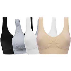 ohlyah Women's Seamless Wire-Free Bra with Removable Pads, Size: Large