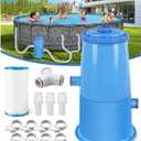 DeeprClean 1000 GPH Pool Filter Pump for Above Ground Pools, Type A/C Cartridge Filter Pump System, Safety ETL Listed Above Ground Pool Pump with GFCI, Improved Water Circulation & Filtration -Cyan