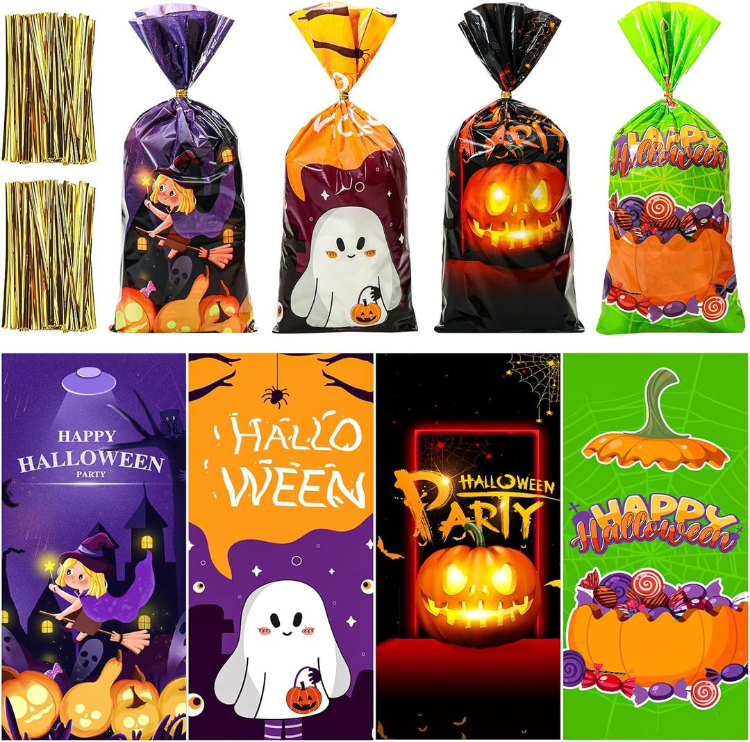 GoClimber 120 PCS Halloween Treat Bags, Halloween Candy Bags for Party Favors, Trick or Treat, Hallowen Gift Party Supplies