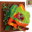 Wall Art Chameleon Building Blocks Set,Wall Mounted Chameleon Micro Building Blocks for Adults(2688 Pieces),Gifts for Kid and Adult