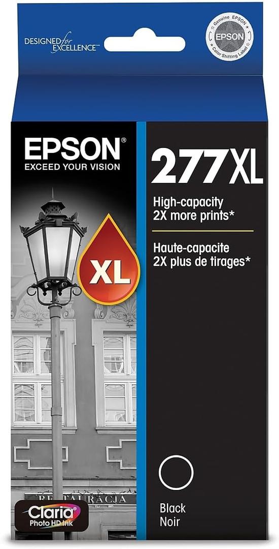 EPSON 277 Claria Photo HD Ink High Capacity Photo Black Cartridge (T277XL120-S) Works with Expression Photo XP-850, XP-860, XP-950, XP-960, XP-970