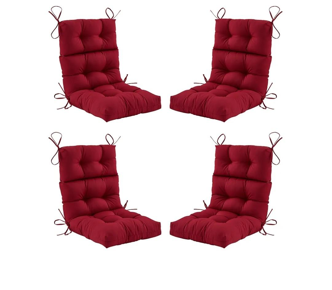 COOS BAY Outdoor/Indoor High Back Chair Cushions 46x22 Inch, Tufted Patio Seat Back Cushions, Replacement Seat Pads, 4Count, Red Purple