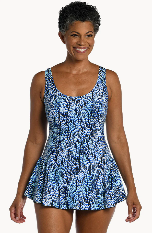 Maxine Tidal Wave Swim Dress, Size 16