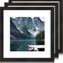 11x11 Black Picture Frame set of 3, Made of Wooden Square Photo frame - Displays 8x8 Picture With Mat or 11 x 11 Without Mat, Desktop and Wall Mounting Collage Frame set