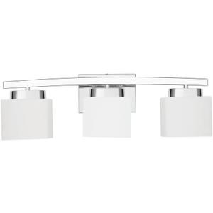 3-Light Bathroom Light Fixture Over Mirror, Modern Chrome Vanity Fixture with Milky Glass Shade, 23 inches Bath Light for Bath Vanity Lighting