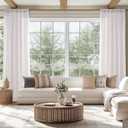 MIULEE Linen White Curtains 90 Inch Length 2 Panels Set for Living Room Bedroom Semi Sheer Light Filtering Farmhouse Rod Pocket Long Soft Thick Linen Textured Window Drapes W42XL90