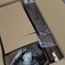 LEPOWER Wood Tripod Floor Lamp, Mid Century Standing Lamp, Modern Design Studying Light for Living Room, Bedroom, Study Room and Office, Flaxen Lamp Shade with E26 Base Walnut