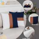 22 x22 Navy Blue Decorative Throw Pillow Covers Farmhouse Accent Pillowcase for Sofa Couch Car Bedroom Living Room Modern Faux Leather Cushion Cover,Navy Blue