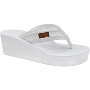 MALIDA Womens Wedge Arch Support Flip Flops Cushion Soft Rubber Midsole Platform Thong Sandals with Rubber Sole (7, White)