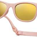 COOLSOME Kids Flexible Polarized UV400 Sunglasses with Strap For Boys Girls Toddler 0-10 (Peach/Mirrored(2-4 Yrs))