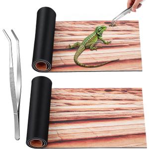 Saillong Reptile Carpet 2Pcs 20 Gallon, 36*12in Reptile Mat for Bearded Dragon Tank Accessories, Terrarium Liner Bedding Mat for Lizard, Gecko, Snake, Chameleons, Tortoise with Tweezers Feeding Tong