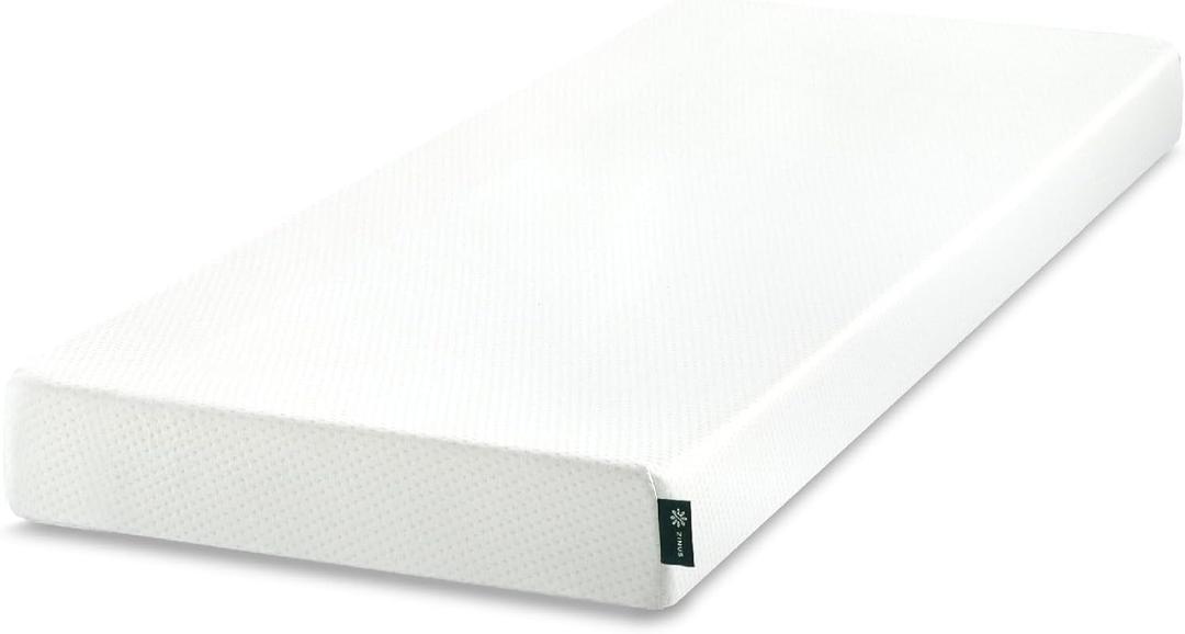 ZINUS 6 Inch 75" x 30" (Narrow Twin) Green Tea Memory Foam Mattress [New Version], Fiberglass free, Medium Firm Feel, Zoned Pressure Relief, Certified Safe Foams & Fabric, Mattress in A Box (White)