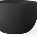 Kante 19.9" Dia Round Concrete Planter, Outdoor/Indoor Large Bowl Plant Pots with Drainage Hole and Rubber Plug for Garden Patio Balcony Home, Black