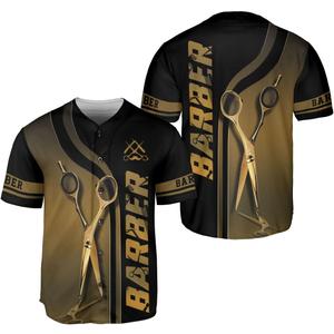 Barber Shop Baseball Jersey, Hairdresser Barber Shirts Hairstylist Shirt Gift Barbershop Scissors for Him Men Women (XXXL)