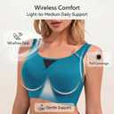 Wireless Bra for Women, Full Coverage Comfort Bra with Adjustable Straps, Pull-On Wirefree Bra for Daily Wear (Blue, L)