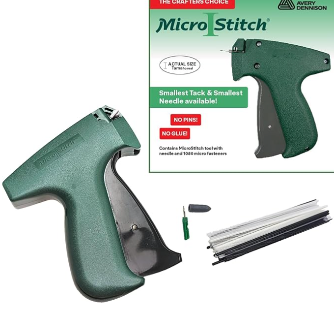 MicroStitch® All‑in‑One Tagging Gun Kit – Ultra‑Fine Needle Tagger with Black/White & Color Fasteners – Fabric‑Safe for Clothing Repairs, Quilting, Crafts, and DIY Projects (Black & White)