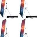 USCNC X Banner Stand Adjustable Fit Banner 23 x 63 to 32 x 78 Inch(STAND ONLY), Portable Travel Bag,Suitable for advertising, stores, exhibitions, restaurants, events, birthday parties, and other occasions (4 Pack)