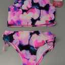 Kanu Surf Girls' Daisy UPF 50 Beach Sport Halter Tankini 2-Piece Swimsuit (12, Tropical Reef Black/Pink)
