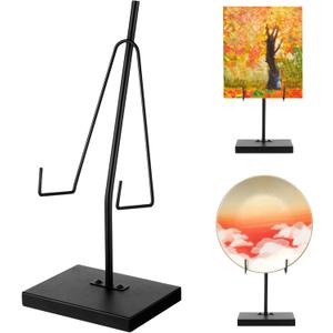 RattanView Black Metal Frame Holder Heavy Duty Sign Holder Vertical Picture Art Painting Display Stand Plaque Poster Stand for Home Restaurant Table Exhibition(12 x 5 x 4 Inches)