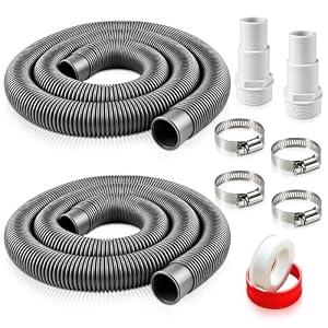 Boltigen 1.5" Pool Filter Hose Replacement Kit (6ft, 2-Pack), Durable EVA Pump Hose with 1.25" & 1.5" Adapters and Clamps, Compatible with Intex & Hayward Above Ground Pool Systems