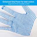 12 Pairs Cotton Work Gloves with Grip Dots, Anti-Slip PVC Dotted Knit Safety Gloves for Construction, Warehouse, Gardening